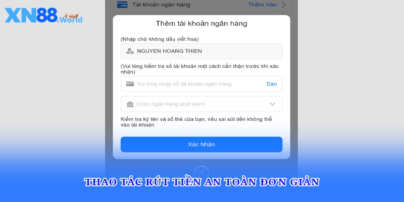 Thao tác rút tiền an toàn đơn giản